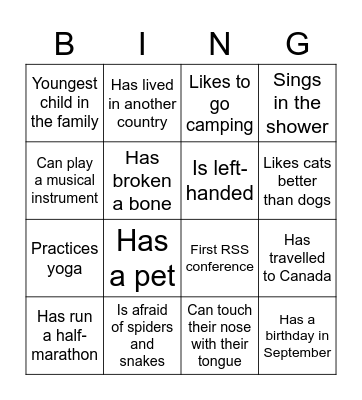 YSS Lunchtime social! Bingo Card
