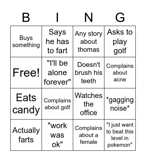 Ben Bingo Card