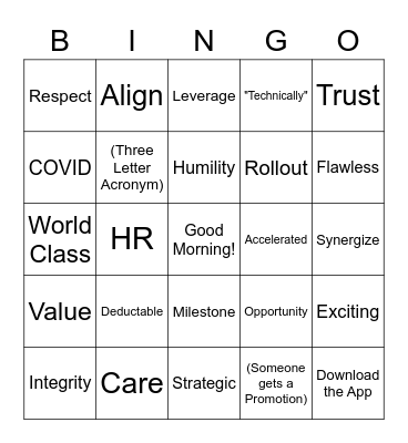 Insurance Meeting Bingo Card
