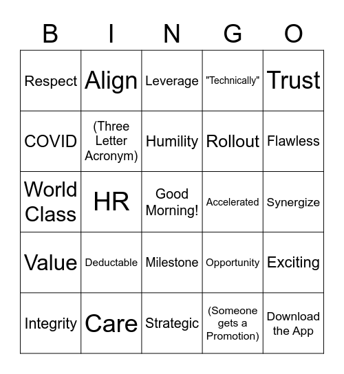 Insurance Meeting Bingo Card