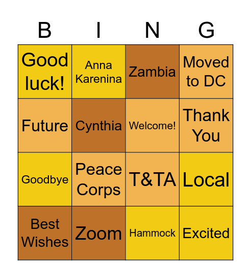 Staff Meeting 9/2/21 Bingo Card