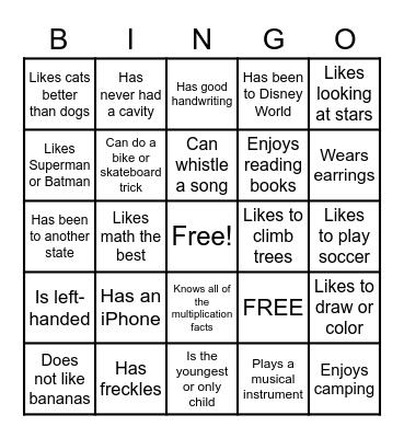 Get To Know Miss Harbeck Bingo Card