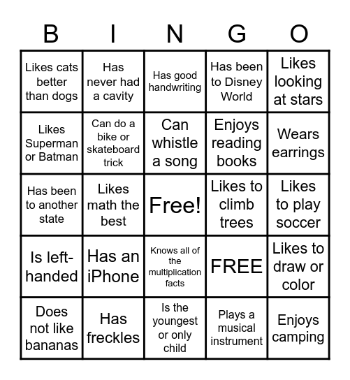 Get To Know Miss Harbeck Bingo Card