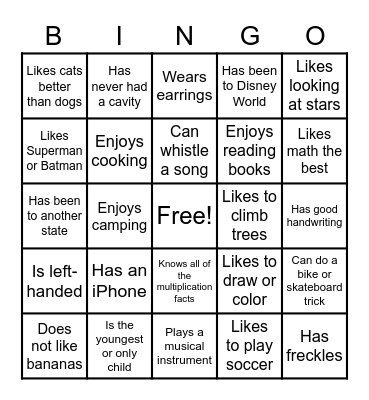 Get To Know Miss Harbeck Bingo Card