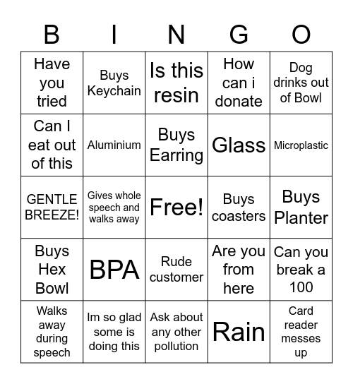 R.A.W. Bingo Card