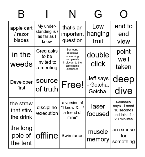 alef buzzword bingo Card