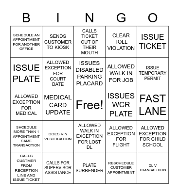 SCHEDULING Bingo Card