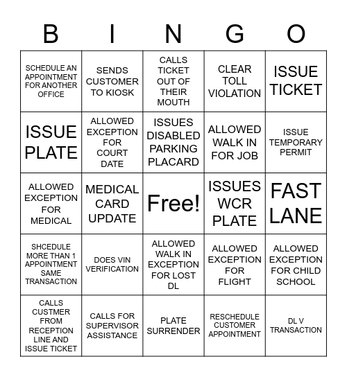 SCHEDULING Bingo Card