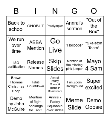 AUGUST ALL HANDS Bingo Card