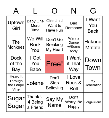 Sing Sing Sing Bingo Card