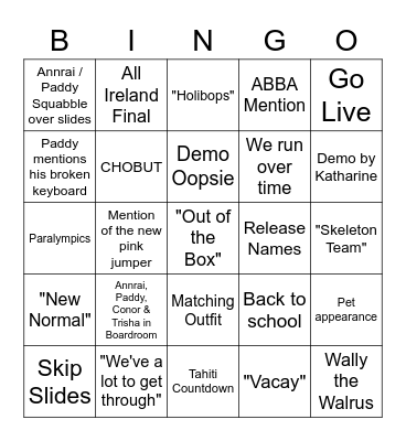 UTMOST BINGO August Edition Bingo Card