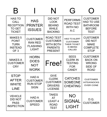 TESTING Bingo Card