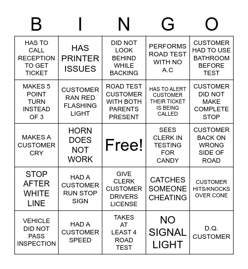 TESTING Bingo Card