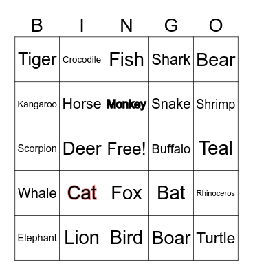 สัตว์(Animal) Bingo Card