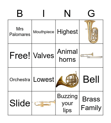 Brass Family Bingo Card