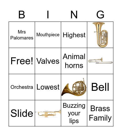 Brass Family Bingo Card