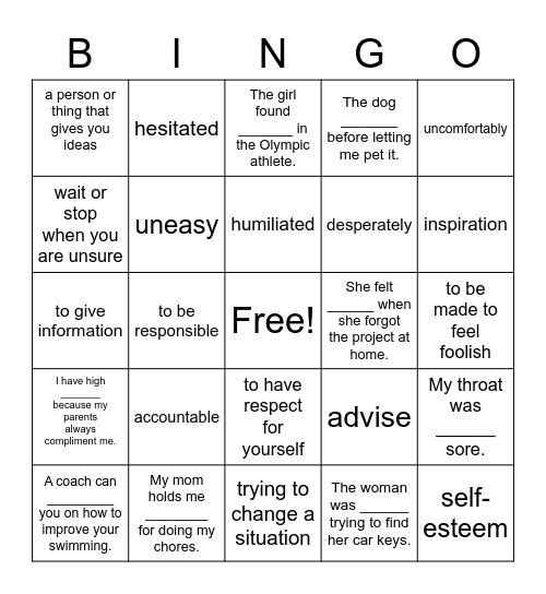 Vocab Bingo Card