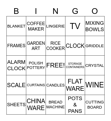 Melissa's Bridal Shower Bingo Card