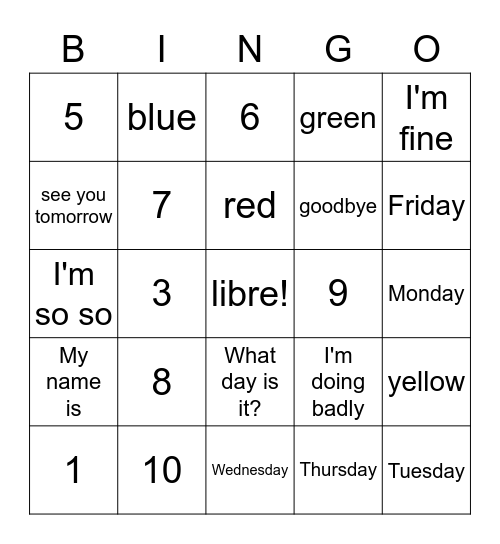 fr1 début Bingo Card