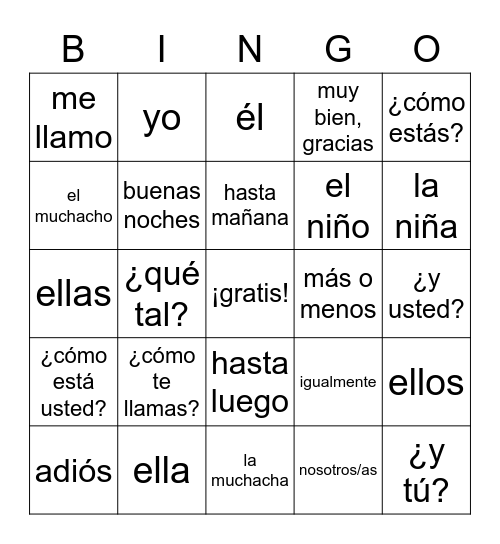 Unit 1 Sets 1-4 + Grammar Bingo Card