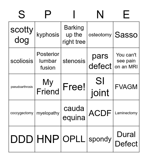 SASSO BINGO Card