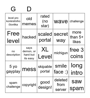 GD roullete! Bingo Card