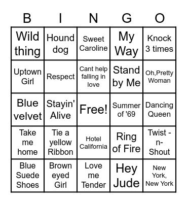 Music Bingo Card