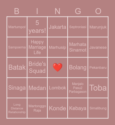 ABETH'S BINGO BRIDAL SHOWER Bingo Card