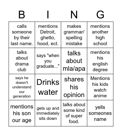 koontz bingo Card