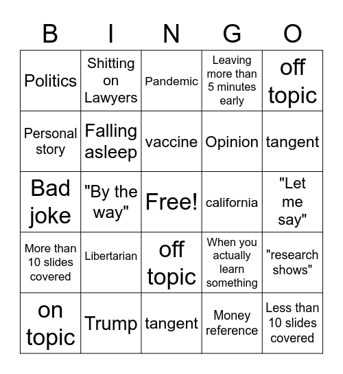 Kay Bunch Bingo Card