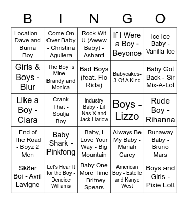 Phoebe's Baby Shower Bingo Card