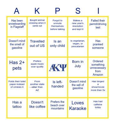 AKPsi Human Bingo Card