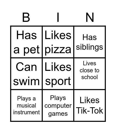 Make a friend! Bingo Card