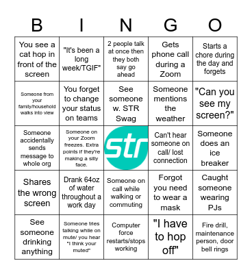 Work Day Bingo Card