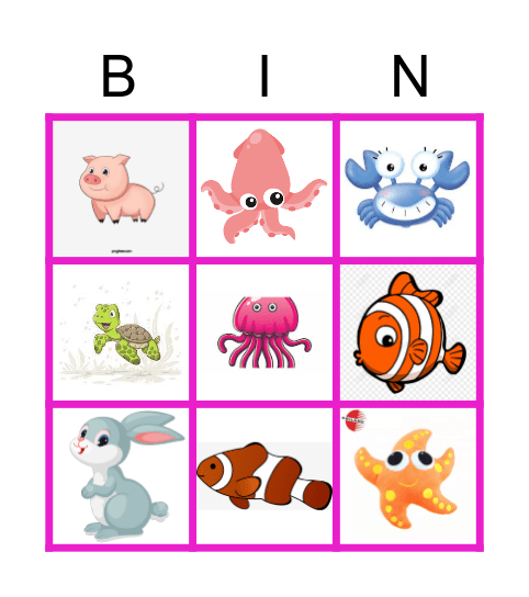 Animal Bingo Card