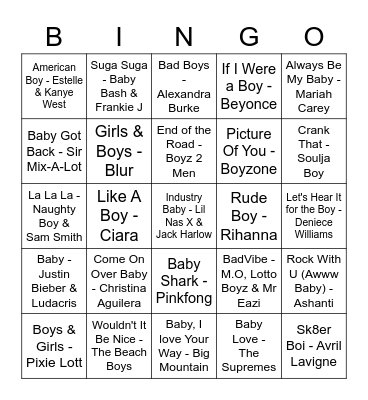 Phoebe's Baby Shower Bingo Card