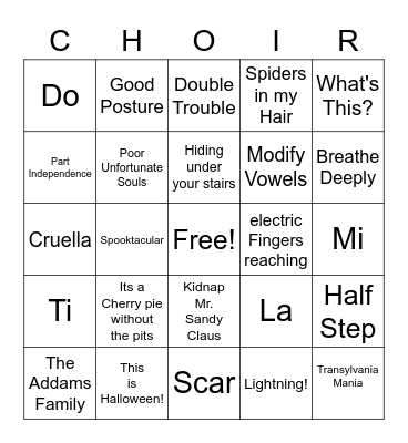 Fall Edition Bingo Card