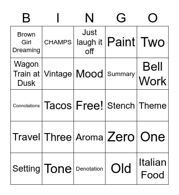 First 3 Weeks Review Bingo Card
