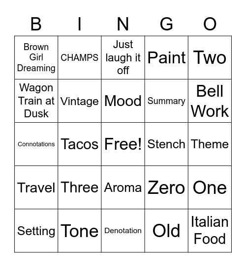 First 3 Weeks Review Bingo Card