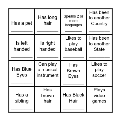 Find Someone Who? Bingo Card