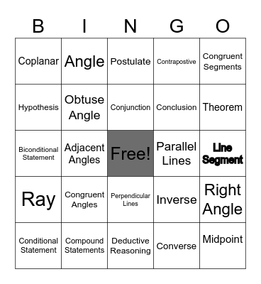 Foundations of Euclidean Geometry Bingo Card