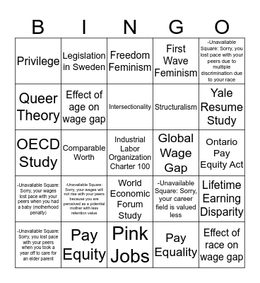 Black Heterosexual Female, pink job Bingo Card