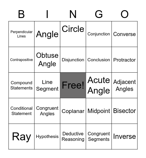 Foundations of Euclidean Geometry Bingo Card