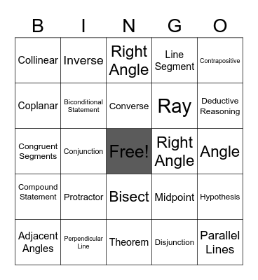 Foundations of Euclidean Geometry Bingo Card