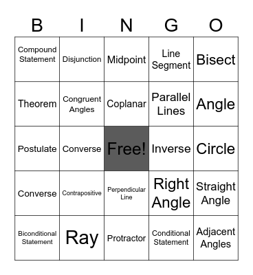 Foundations of Euclidean Geometry Bingo Card