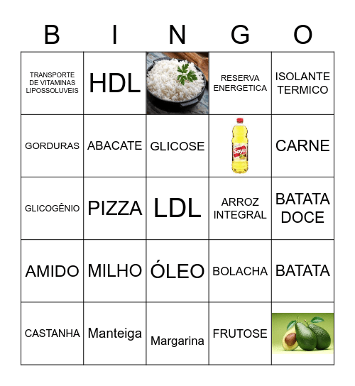 JOGOS DOS NUTRIENTES Bingo Card