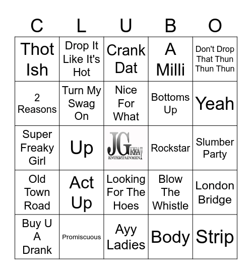 Club Bangerz Bingo Card