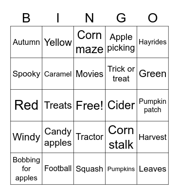 FALL Bingo Card