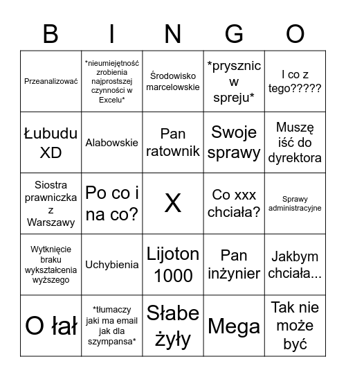 Wieśkowe Bingo Card