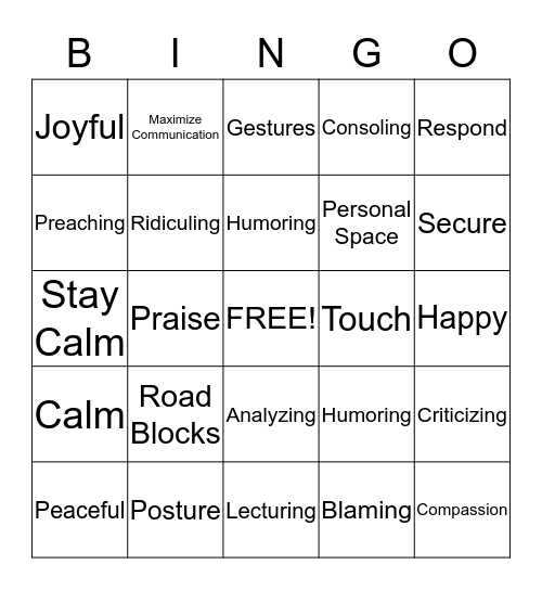 Parenting Bingo Card